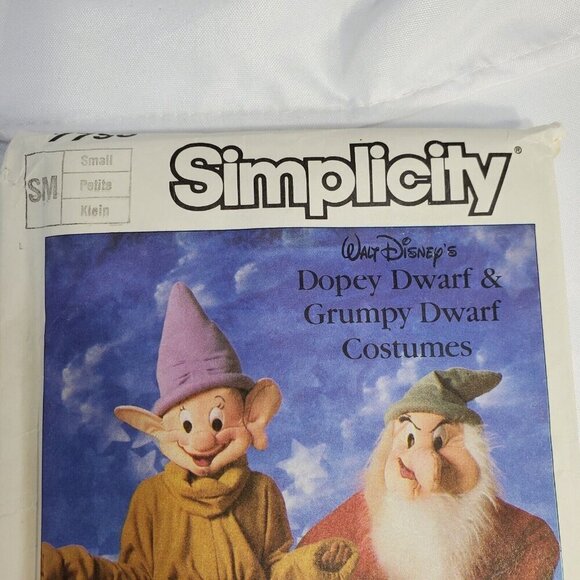 Simplicity Disney Dopey & Grumpy Dwarf Costume Pattern 7736-Uncut- Adult Size SM - Picture 2 of 7
